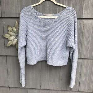 Athleta blue long sleeve knit cropped sweater Sz medium